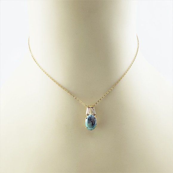 Vintage 14 Karat Black Opal and Diamond Pendant #8455 - Picture 6 of 8